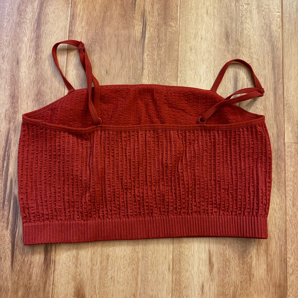 Forever 21 Red Textured Crop Top